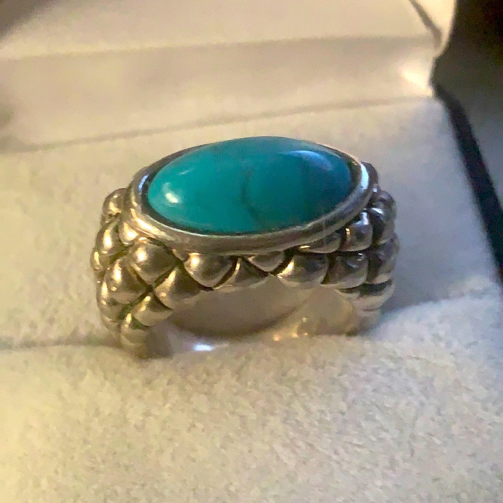 Vintage early 70’s turquoise heavy Silver Ring - Picture 6 of 11